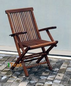 Teak Oiled Folding Arm Chair